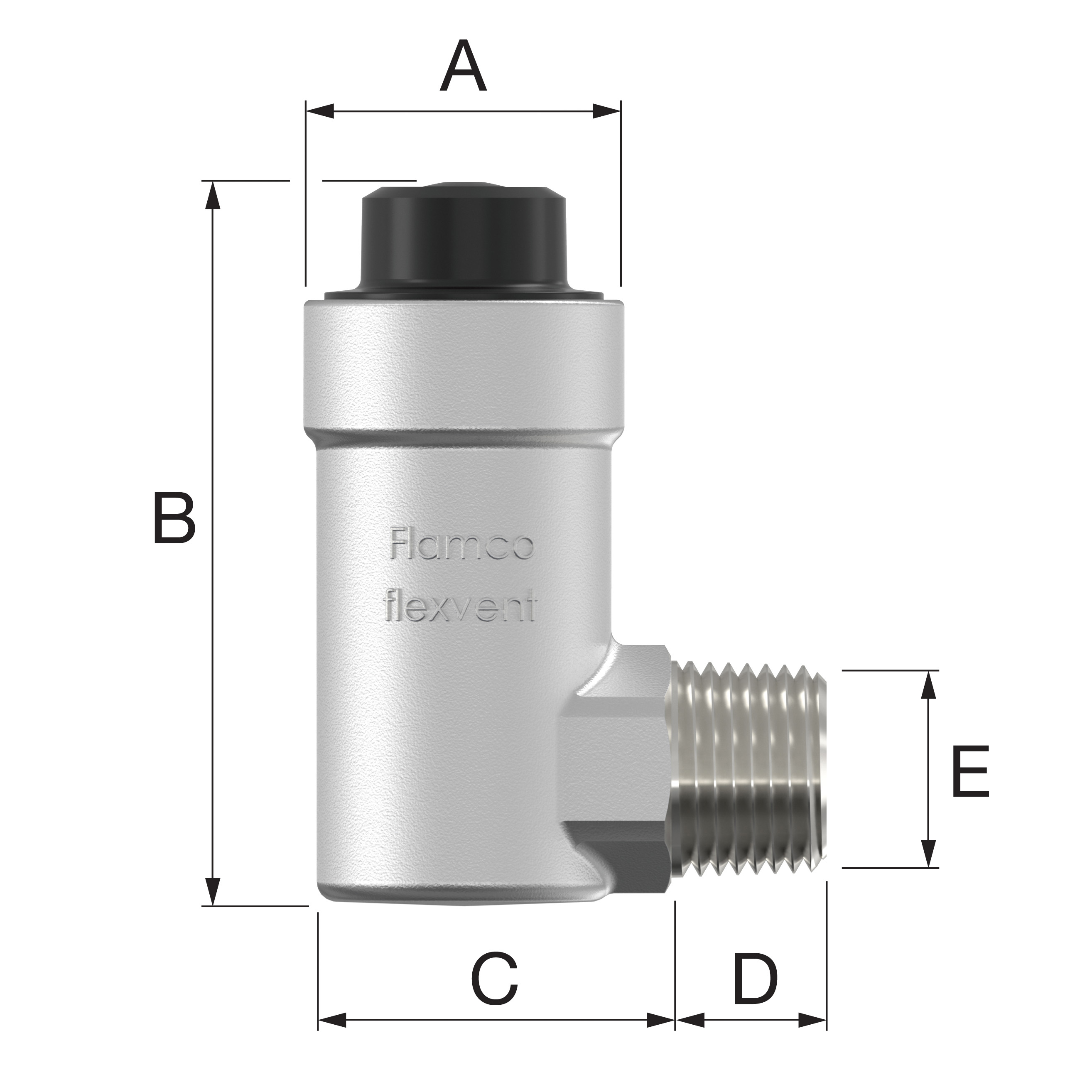 Purgeur d’air automatique coudé Flamco Flexvent H R 1/2 nickelé