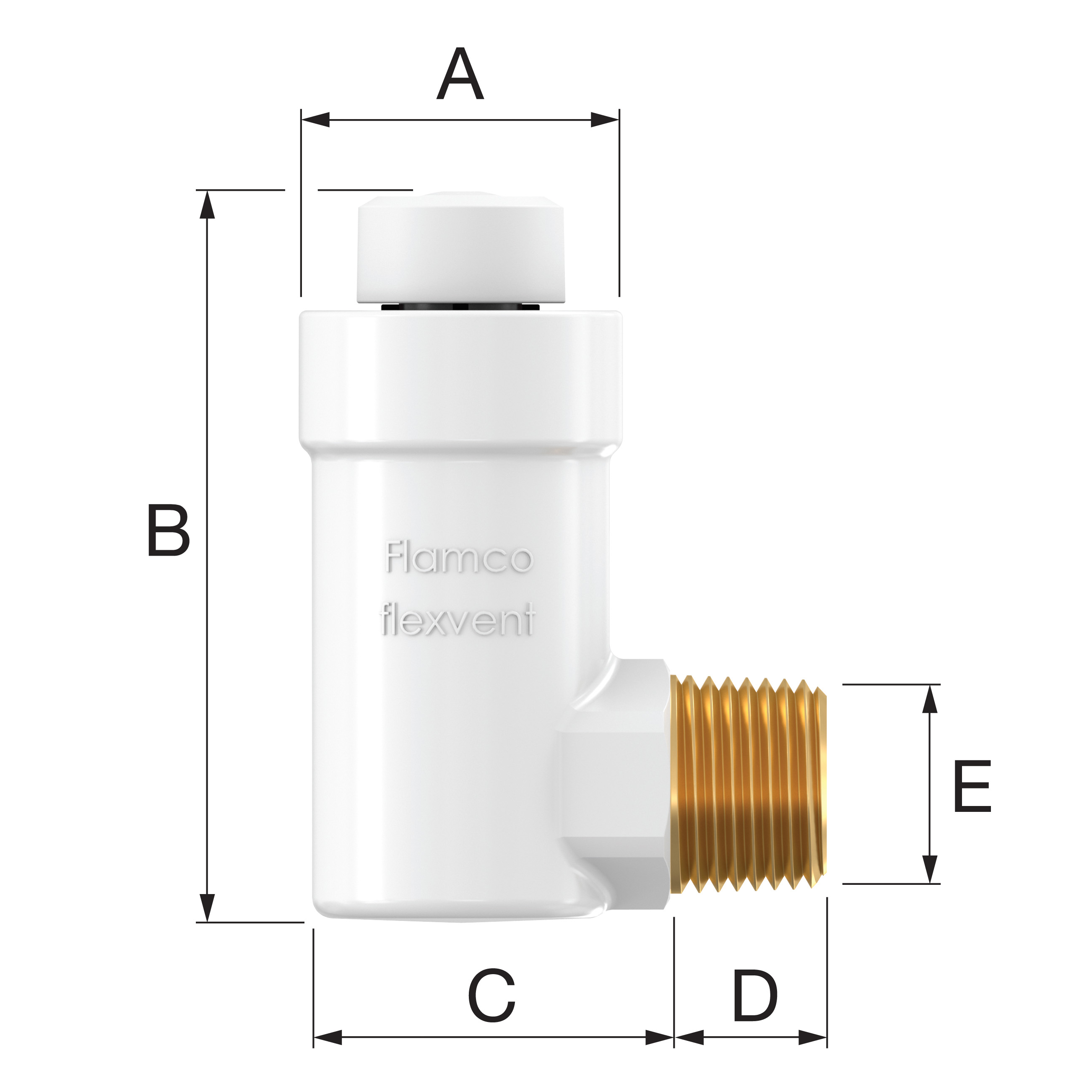 Purgeur d’air automatique coudé Flexvent H-W R 1/2 blanc