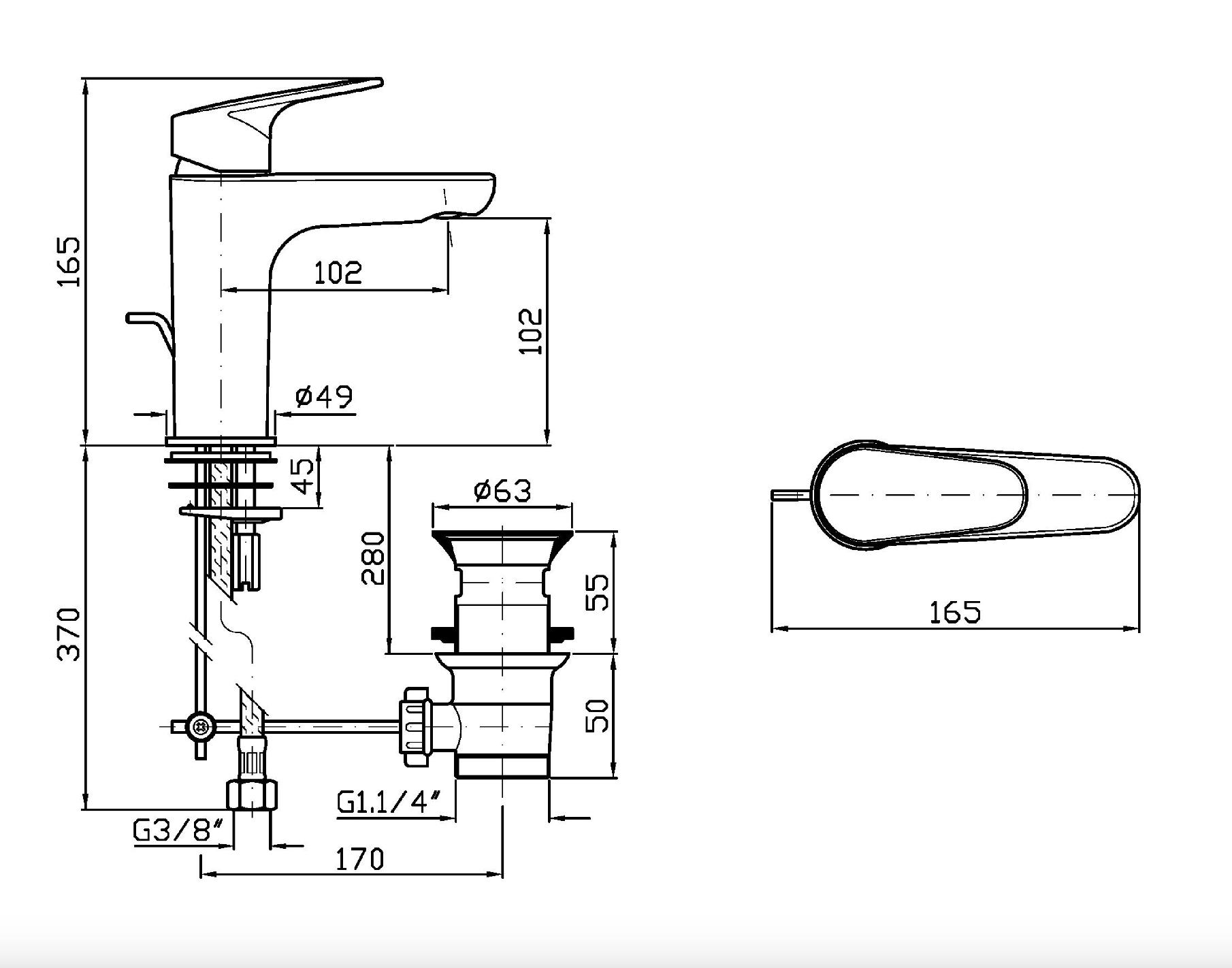 Mitigeur lavabo monocommande chromé Rivo avec vidage Zucchetti