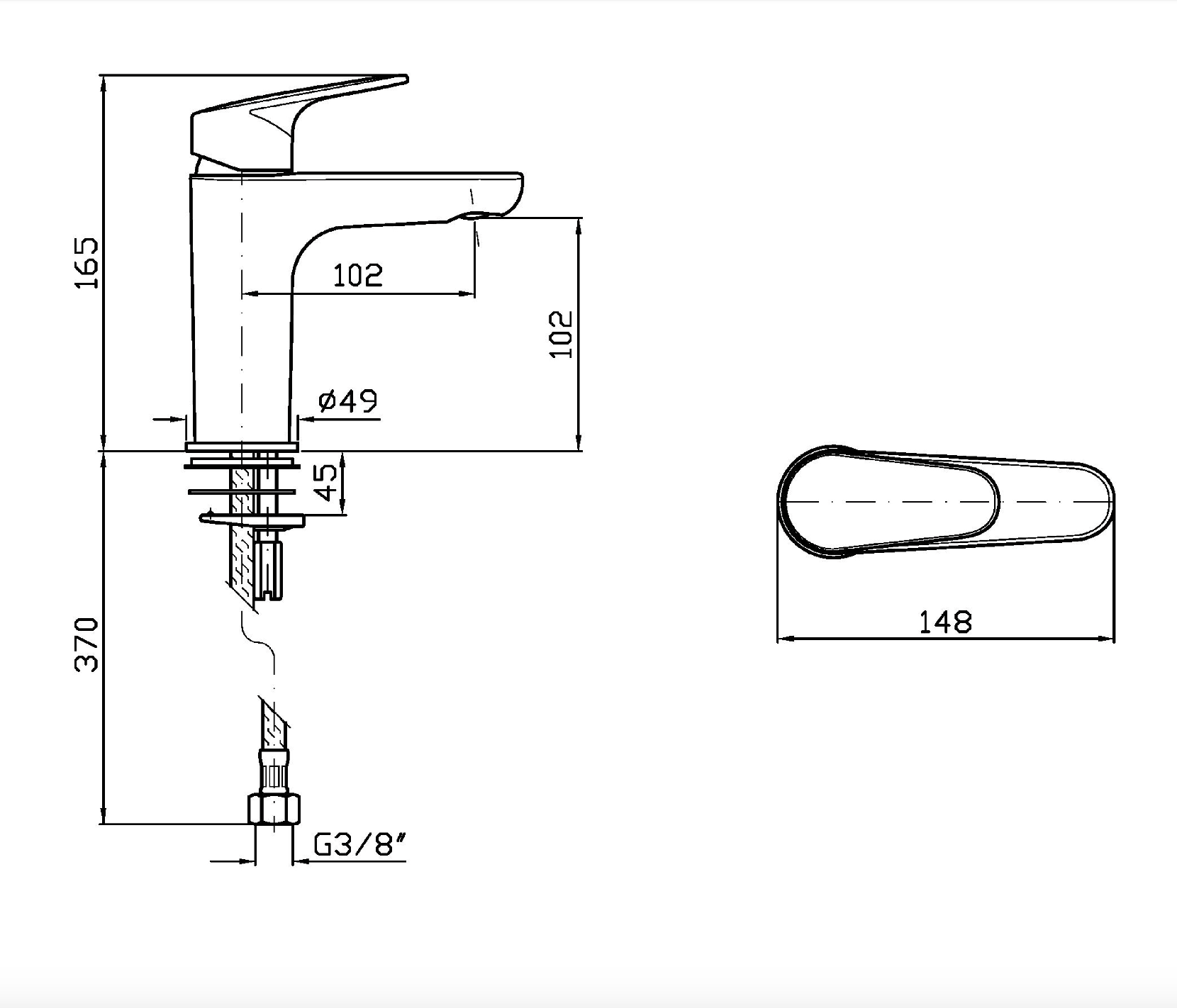 Mitigeur lavabo monocommande noir mat Rivo by Zucchetti