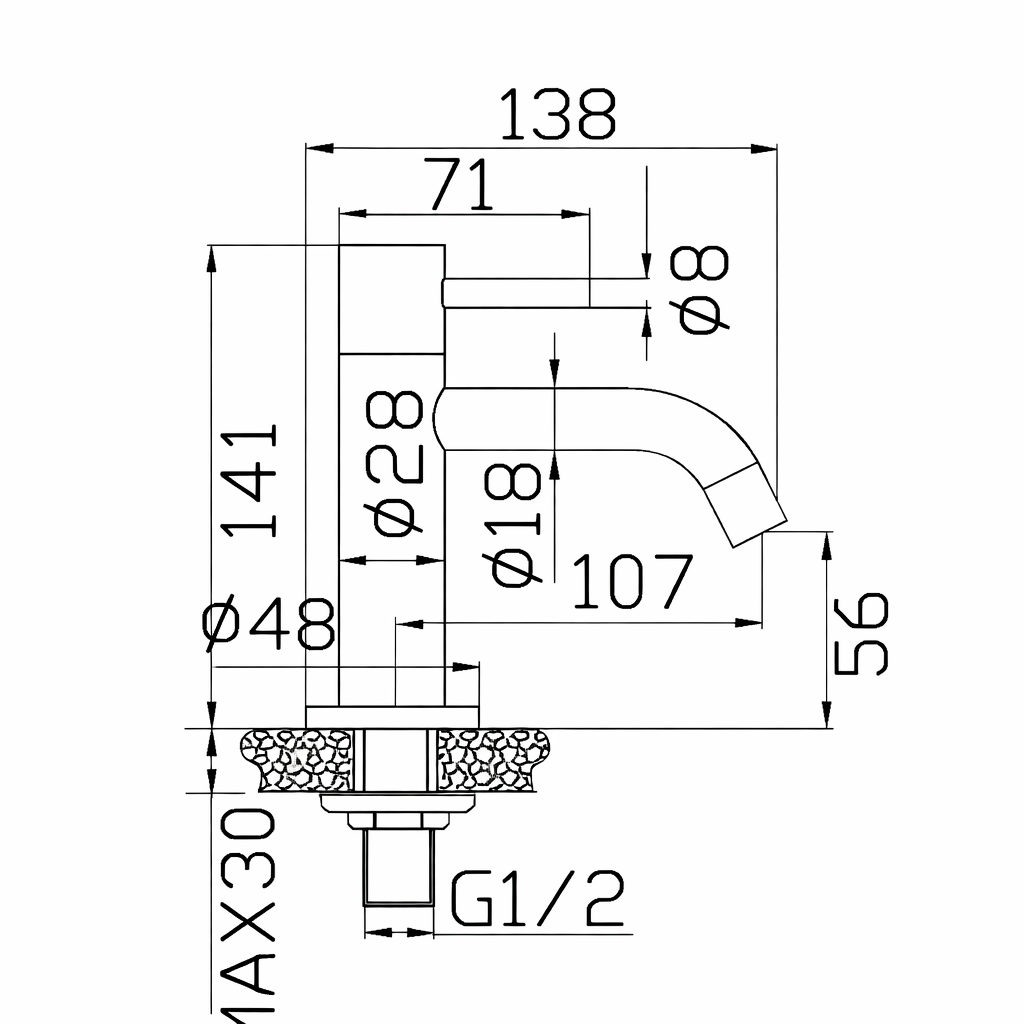 Robinet d’eau froide gunmetal Cocoon sur plage